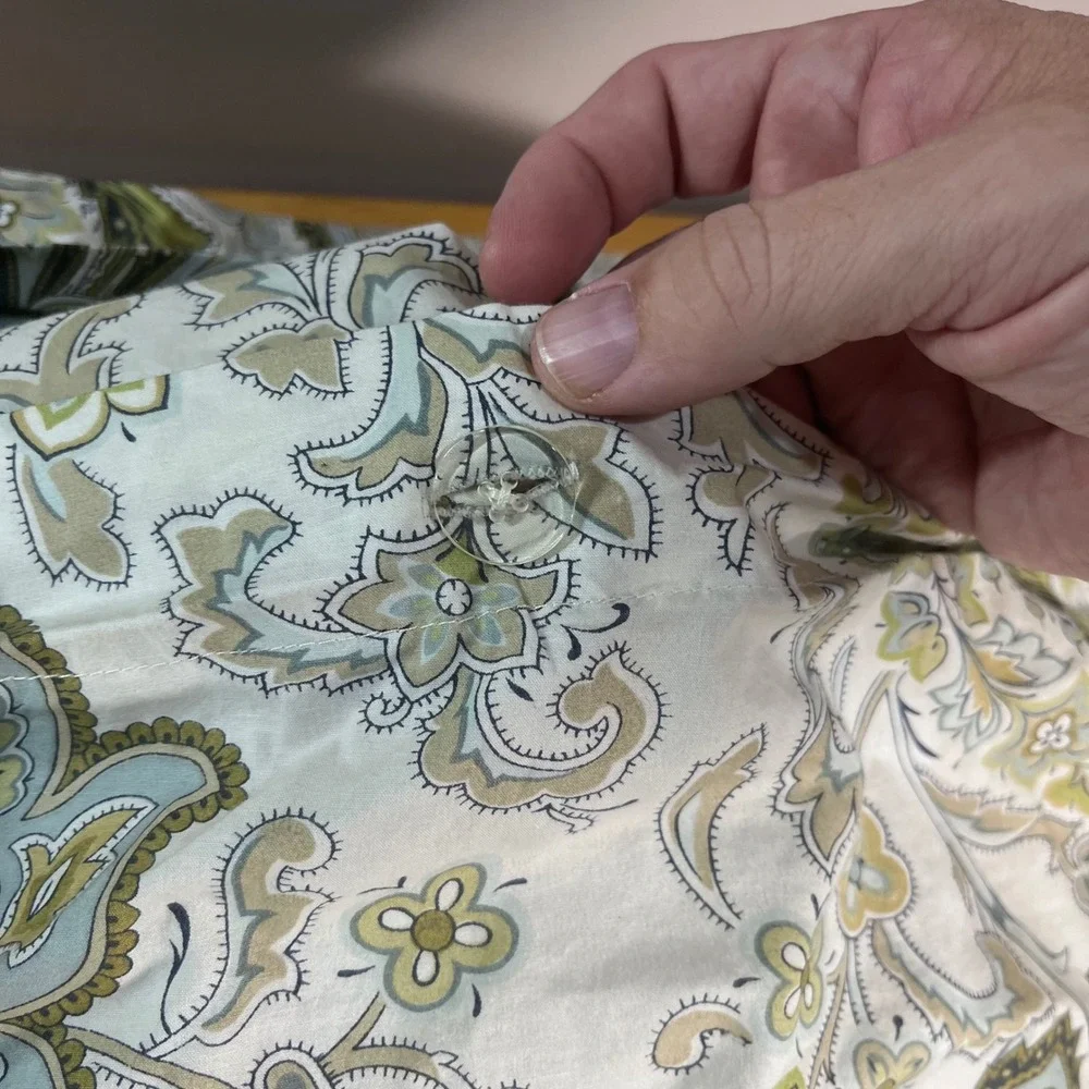 Pottery Barn Charlie Duvet Cover Full Queen Blue Green Paisley 100% Org Cotton